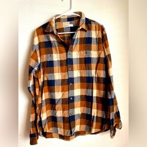 Sonoma Men’s Button Down Long Sleeve Multicolor Plaid Flannel Shirt size L